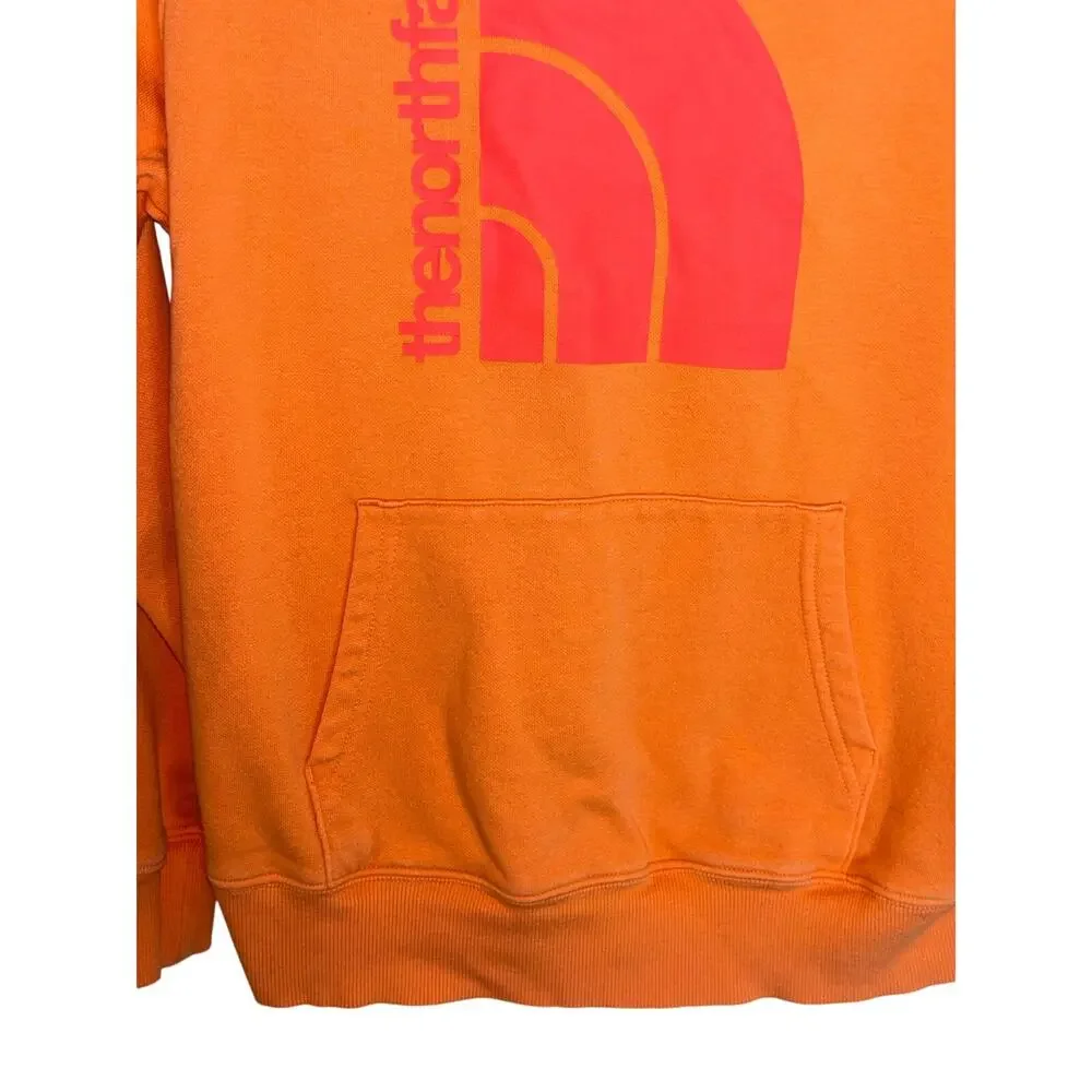 The North Face Hoodie Men's Small Orange logo Pullover Sweatshirt - Picture 3 of 5